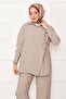 Side Tie Button Detailed Hijab Suit Beige - 2