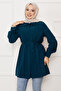 Height-Length Hidden Button Pleat Detail Modest Shirt Petrol - 4