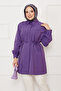 Boydan Hidden Buttoned Pleated Detailed Hijab Shirt Purple - 2