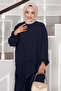 Asymmetrical Cut Aerobin Hijab Double Set Navy Blue - 5