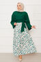 Shirt with Self-Tie Wide-Sleeved Skirt Suit Emerald - 4