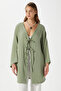 Women's Sandra 100% Cotton Muslin Lace-Up Khaki Kimono