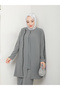 Honeycomb Fabric Women's Mom Suit with Striped Stone Pants - 5