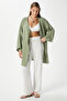 Women's Sandra 100% Cotton Muslin Lace-Up Khaki Kimono - 2