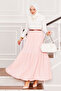 Elastic Waist, Gathered Hem, Hijab Skirt, Powder Color