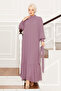 Organza Sleeves Hijab Evening Dress Powder - 3