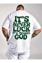 تي شيرت كبير الحجم مطبوع عليه Never Luck للجنسين مقاس كبير