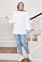 Shoulder Detailed Hidden Buttoned Hijab Shirt White - 3