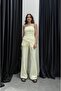 Light Yellow Servitto Strapless Trousers Suit - 3