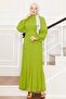 Organza Sleeves Hijab Evening Dress Oil Green - 4
