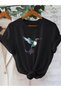 Cotton Oversize Colorful Hummingbird Bird Short Sleeve Crew Neck Comfortable Casual T-Shirt