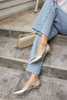 Mesali Women's Silver Snake Pattern Mini Heel Shoes - 6