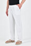 Men's White Elastic Waist 100% Cotton Trousers - 3