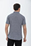 Men's Short Sleeve Striped Linen Shirt 2585 - 5