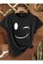 qubo Unisex Oversized Printed Cotton Crew Neck Short Sleeve BLACK T-shirt