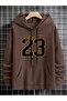 3 İplik 23 Chicago Thick Winter Sweatshirt - Brown Printed Oversize Hoodie with Raised Pockets - 2