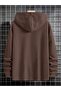3 İplik 23 Chicago Thick Winter Sweatshirt - Brown Printed Oversize Hoodie with Raised Pockets - 3