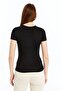Women's Black Round Neck Short Sleeve Viscose Blouse - 7