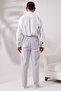 Men's Stone Relaxed Cut Elastic Waist Linen Hajj and Umrah Shalwar Pants - 8