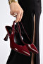 Women's Burgundy Plain Elastic Modern Classic Heeled Shoes