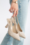 Women's Burgundy Plain Elastic Modern Classic Heeled Shoes - 5