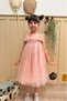 Powder Star Printed Tulle Ruffle Strap Sleeve Cotton Lined Girl's Baby Girl Dress - 2