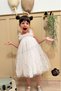 White Star Printed Tulle Ruffle Strap Sleeve Cotton Lined Girl's Baby Girl Dress - 4