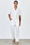 Premium Men's Summer Comfortable Fit Short Sleeve Shirt & Pants Bottom Top White Linen Suit Ls-5698 - 6