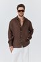 Men's Bian 100% Linen Shirt Coffee Color - 8