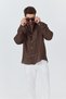 Men's Bian 100% Linen Shirt Coffee Color - 5