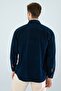Men's Shirt Cotton Corduroy Ribbed Soft Comfortable Long Sleeve Navy Blue Men's Shirt - 8