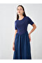 Floral Print Round Neck A-Line Maxi Dress - 3