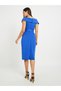 Ruffle Detail Short Sleeves Sheath Midi Dress - 4