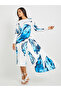 Graphic Print Long Sleeves Sheath Midi Dress