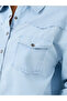 Solid Dropped Shoulder Oversized Denim Shirt - 3