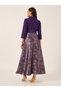 Floral Print 3/4 Sleeves A-Line Maxi Dress with Tie Detail - 5