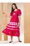 Tie and Dye Print Square Neck A-Line Midi Dress