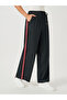 Side Tape Detail Chambray Wide Leg Pants - 3