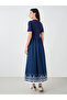 Floral Print Round Neck A-Line Maxi Dress - 5