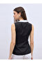 Contrast Notch Lapel Sleeveless Top with Bow Detail - 5