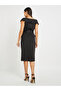 Ruffle Detail Short Sleeves Sheath Midi Dress - 5