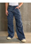 Washed Knee Pleated Wide Leg Jeans - 3