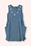Girl's Embroidered Detailed Blue Denim Dress