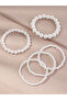 Set of 5 - Embellished Faux Pearl Bracelet - 3
