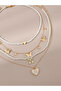 Set of 4 - Bow Pendant Faux Pearl Necklace - 4