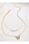 Butterfly and Faux Pearl Drop Layered Necklace - 5