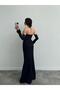 Satin Buttoned Attached Sleeve Draped Strapless Neckline Long Wedding Party/Prom/Homecoming/Engagement Dress - 3