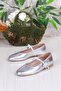 01-625 Soft Stone Buckle Detailed Comfortable Women's Ballerinas - 4