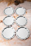 6 قطع 24 سم مستديرة متموجة فضية مزخرفة للشاي والقهوة والتقديم والكعك - 3