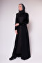 Velvet Detailed Black Long Abaya